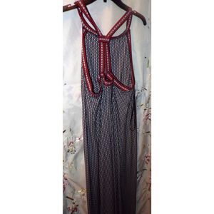 Max Studio silky print maxi dress size XL boho floral print crossed straps